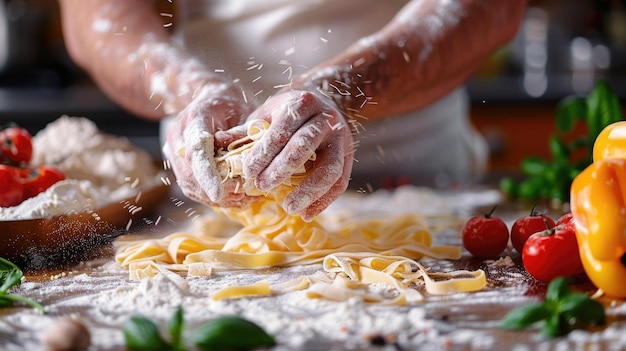 Chef preparing pasta