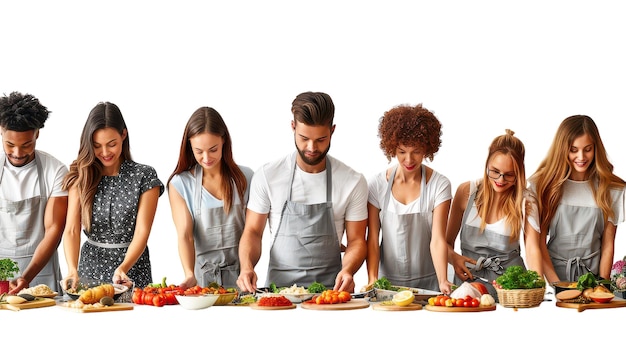 Happy students cooking